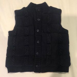 Cable-knit vest- snap front, padded lining